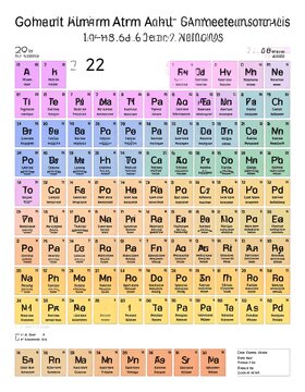 A blurry, pixelated periodic table of elements chart