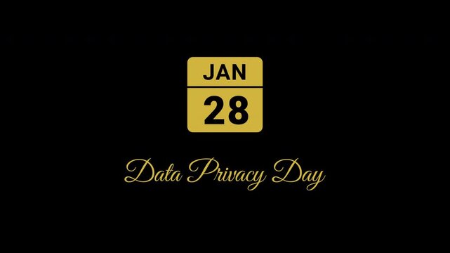 Animated Calendar Icon January 28th Date Data Privacy Day Metallic Gold Isolated On Black Background