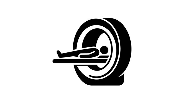Person inside MRI scanner, medical imaging, diagnostic tool icon