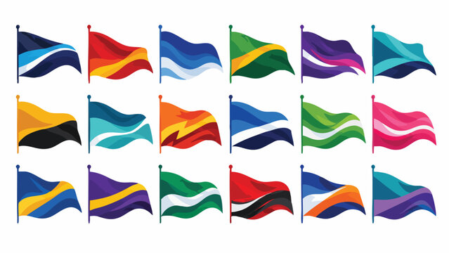 Vibrant Football Nation Flags collection waving in the wind, world football flags