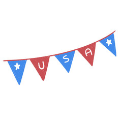 Obraz premium USA triangle flags for decoration in road, decoration for USA Independence day, memorial, ceremonial