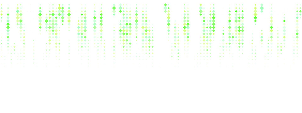 Abstract Digital Rain Background with Green and Yellow Geometric Particles for Technology and Data Visualization