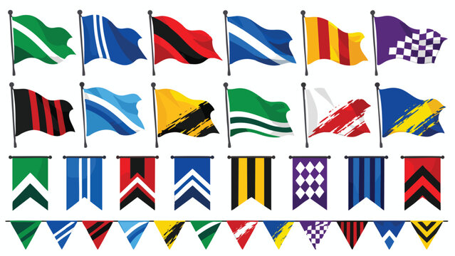 Vibrant Football Nation Flags and world football flags collection waving in the wind