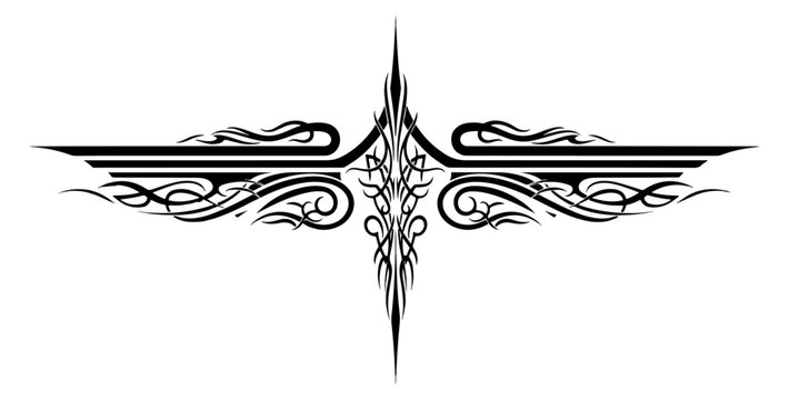 Abstract rorschach inkblot symmetrical white pattern on black background