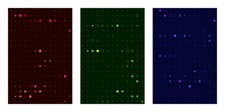 Abstract Digital Dot Grid Backgrounds in Red Green and Blue for Technology Data Visualization and Modern UI Design