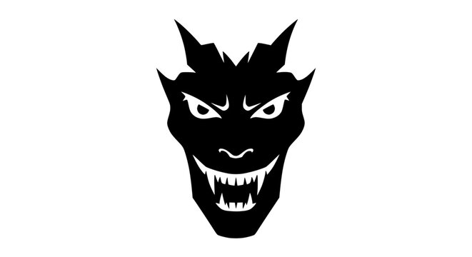 Scary Devil Face Silhouette - Evil Demon Head Icon