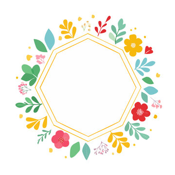 Decorative floral frame with geometric center