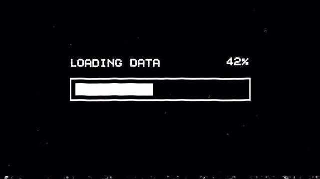 Digital glitch loading bar animation with retro computer aesthetic