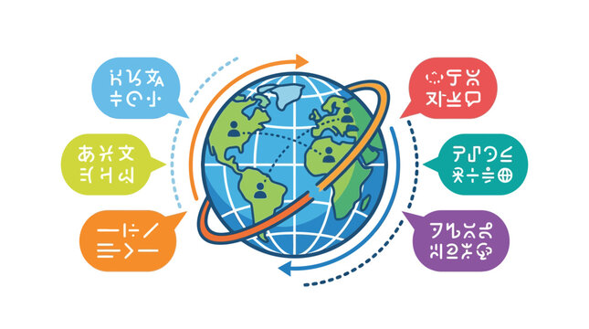 Global Communication and Language Translation Concept