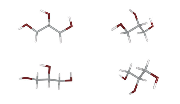 3D Chemical Structure Model Glycerin Glycerol Propane-1,2,3-triol Molecule Render Set Scientific Educational Biochemistry Molecular Research Chemistry Lab, Pharmaceutical, Skincare, Industry, Cosmetic