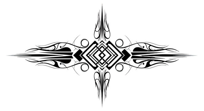 Abstract symmetrical rorschach style inkblot design on black background