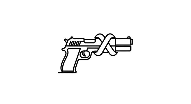 Gun tied in knot symbolizing peace and disarmament.
