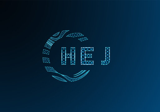 HEJ low poly letter logo vector design. HEJ lower poly logo design. HEJ unique low poly logo design.