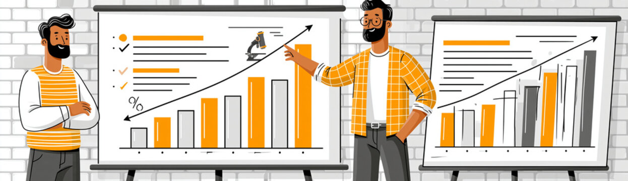 A business professional points to a presentation slide displaying the benefits and drawbacks of passive investing, with a large blank area on the side for additional text or images.