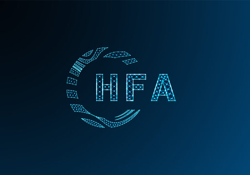 HFA low poly letter logo vector design. HFA lower poly logo design. HFA unique low poly logo design.