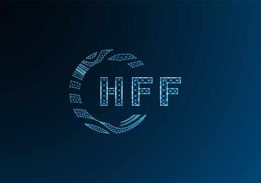 HFF low poly letter logo vector design. HFF lower poly logo design. HFF unique low poly logo design.