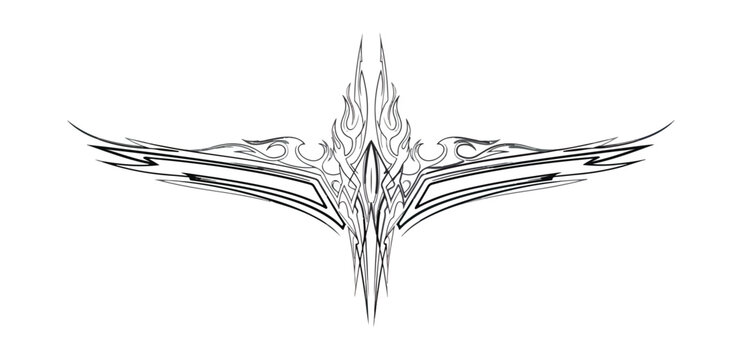 Abstract silver metallic fluid symmetry forming an elegant winged shape on a black background