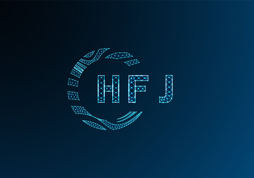 HFJ low poly letter logo vector design. HFJ lower poly logo design. HFJ unique low poly logo design.