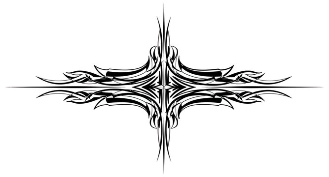 Symmetrical abstract silver metallic fluid pattern on black background