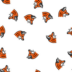 Obraz premium fox animal zoo vector seamless pattern fox animal zoo sign illustration