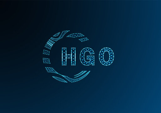 HGO low poly letter logo vector design. HGO lower poly logo design. HGO unique low poly logo design.