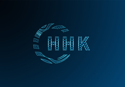 HHK low poly letter logo vector design. HHK lower poly logo design. HHK unique low poly logo design.