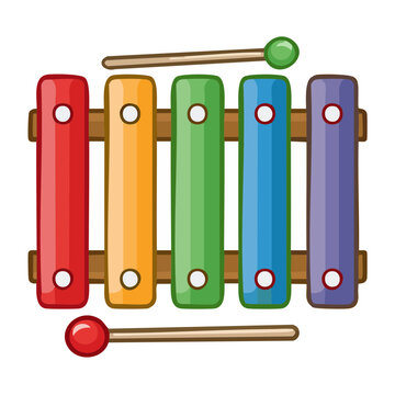 Colorful cartoon xylophone with mallets