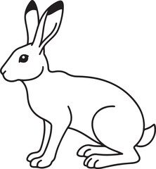 Fototapeta premium Simple Hare Rabbit Standing Side View Full Body Outline Vector
