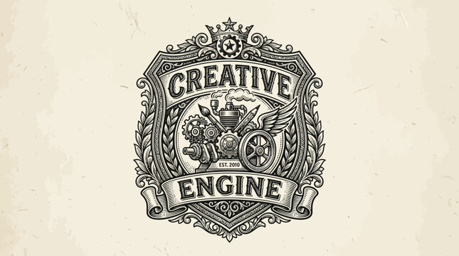 creative engine logo vintage illustration