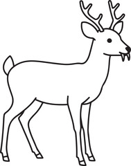 Obraz premium Simple Vampire Deer Buck Fangs Antlers Full Body Outline Vector