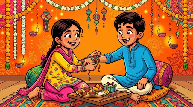 Colorful Raksha Bandhan Festival Illustration