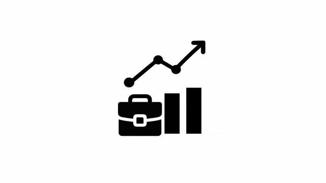 Animated business growth chart and rising briefcase icon