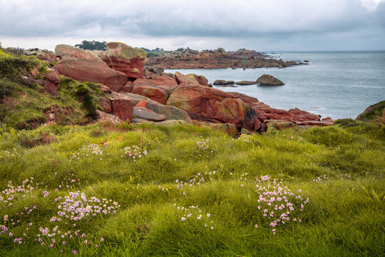Scenic View of the Cote de Granit Rose and Atlantic Shoreline