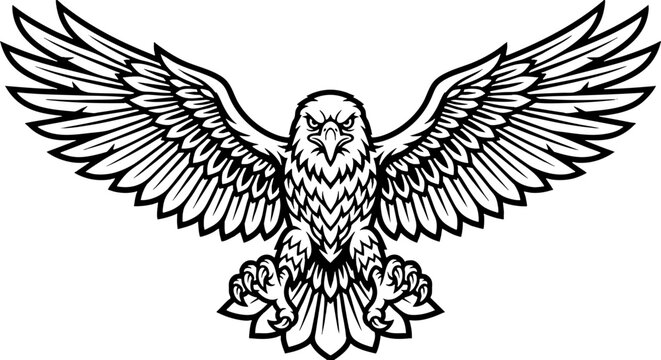 Powerful Eagle Mascot with Spread Wings Vector Illustration