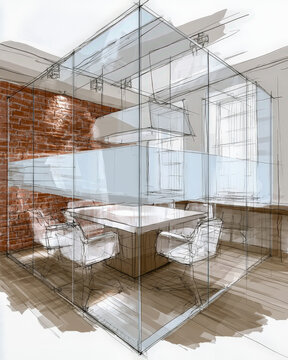 Transparent Glass Office Architectural Model Concept