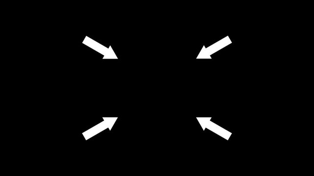 Blinking Four Arrows Pointing Inward Concept Loop Animation