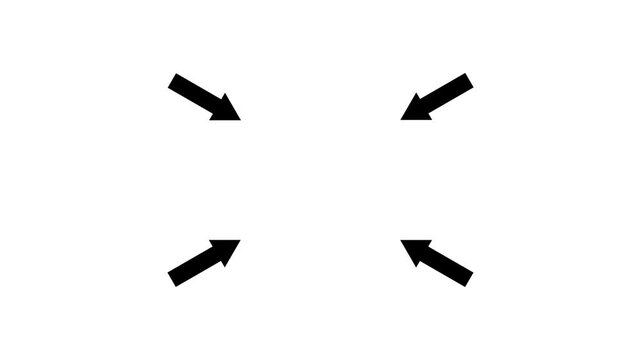 Blinking Four Arrows Pointing Inward Concept Loop Animation