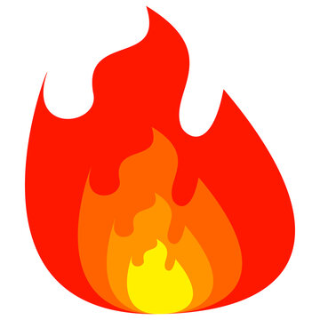 flame illustration, burning fire vector in flat style.	
