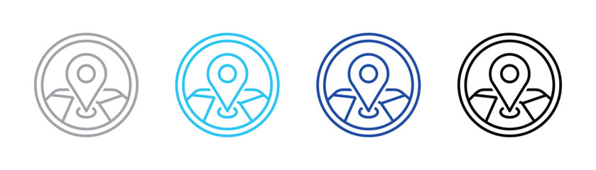 Map pin location marker inside circular frame icon for navigation and geography apps with location navigation geography position direction interface orientation waypoint abstract discovery © SilentSmog