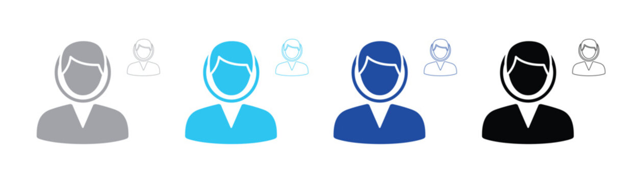 Minimalist user avatar person profile icon set with identity employee customer character interface monochrome isolated minimalism business application corporate anonymous personal