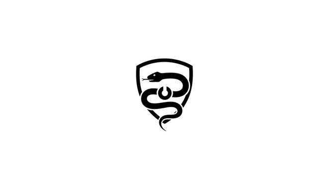Snake Shield Power Button Cybersecurity Logo Icon