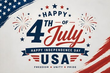 Obraz premium Modern 4th of July Independence Day Poster with American Flag Brush Strokes and Typography