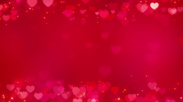 valentines day red hearts and shiny glitter golden glitter motion background, love and passion 14 February and anniversary social media design element