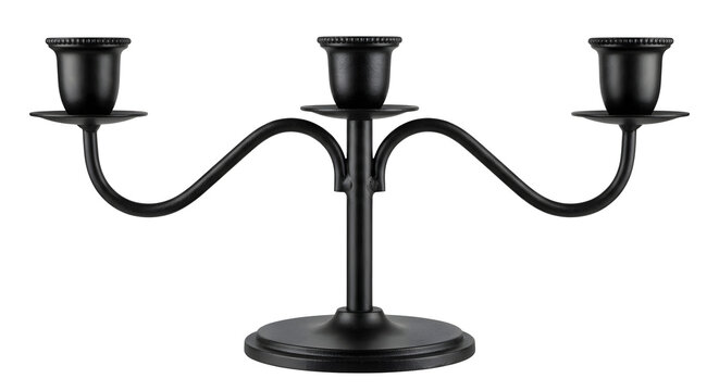 Matte black three arm candelabra candlestick holder