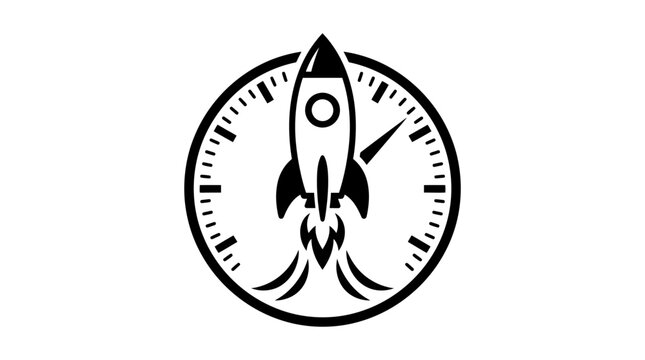 Rocket Launching with Speedometer Icon