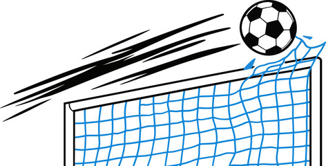 Soccer ball hitting the net illustration dynamic sports action goal scoring concept © JR Studio