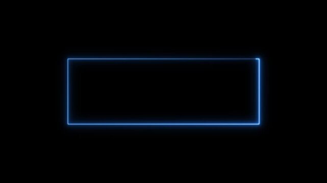 a rectangular neon frame glowing in a vibrant electric blue color. The frame is set against a solid pitch-black background, which enhances the luminosity and "bloom" effect of the light.