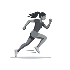 Obraz premium Athletic woman running at high speed profile.