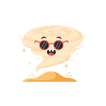 Cute cartoon dust devil character wearing sunglasses.