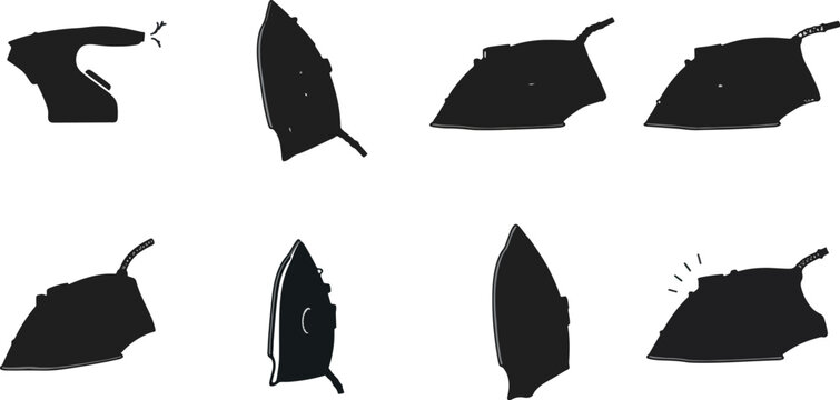 Silhouettes of irons in different positions
